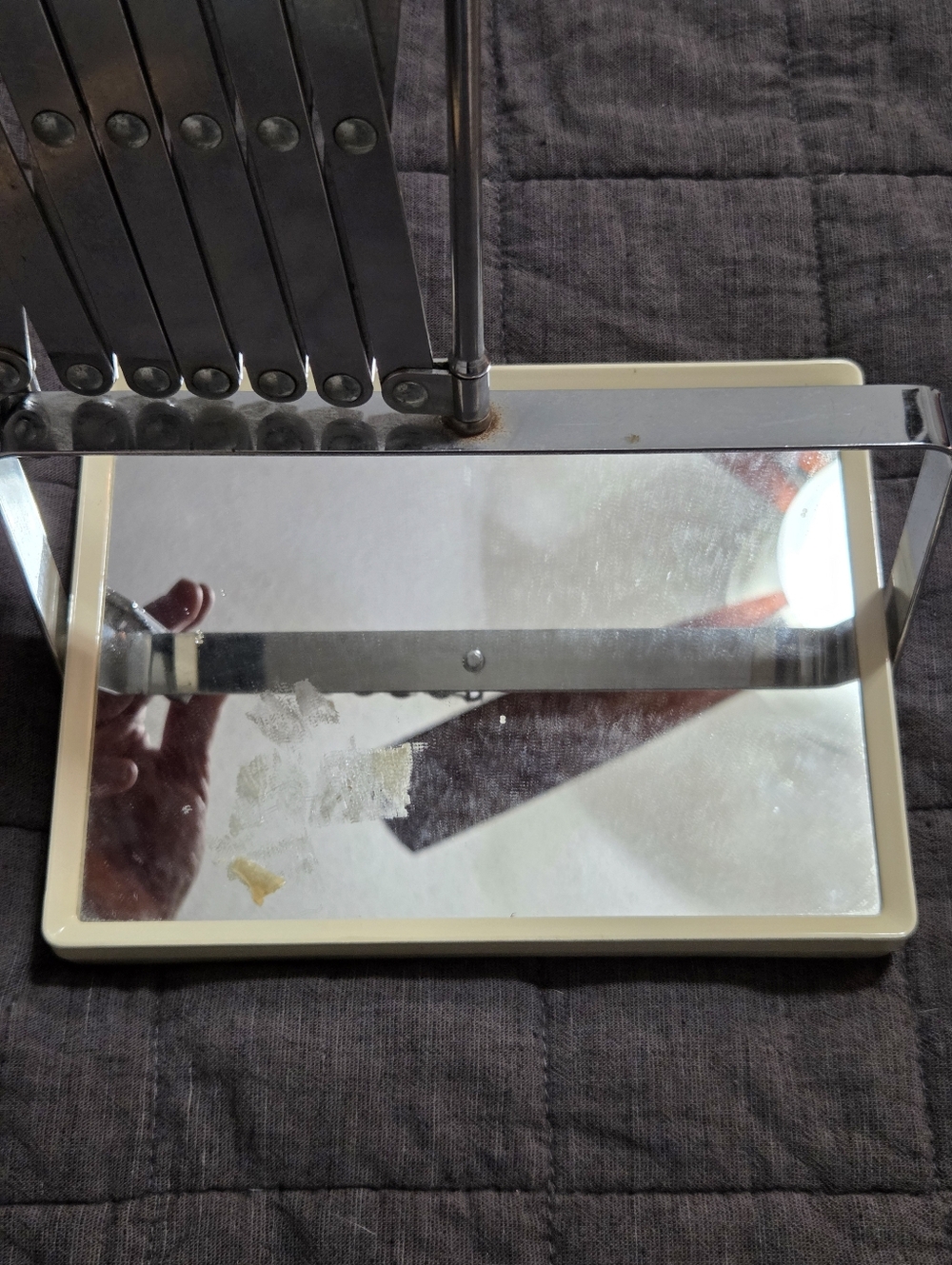 Vintage MCM Scissor Accordion Wall Mounted 2 Sided Magnifying Mirror - Picture 10 of 13